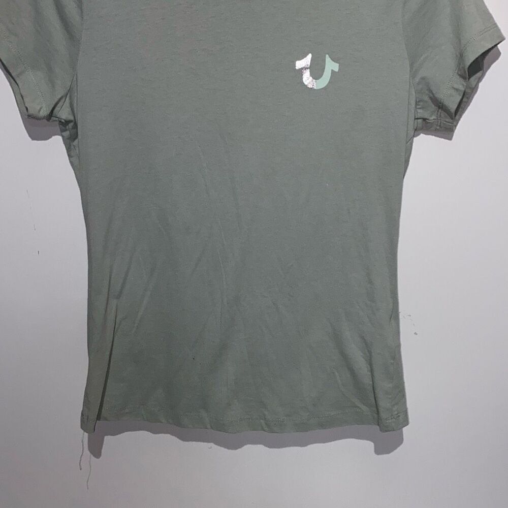 True Religion Brand Jeans Women's Green Cotton Blend Short Sleeve T-Shirt Large